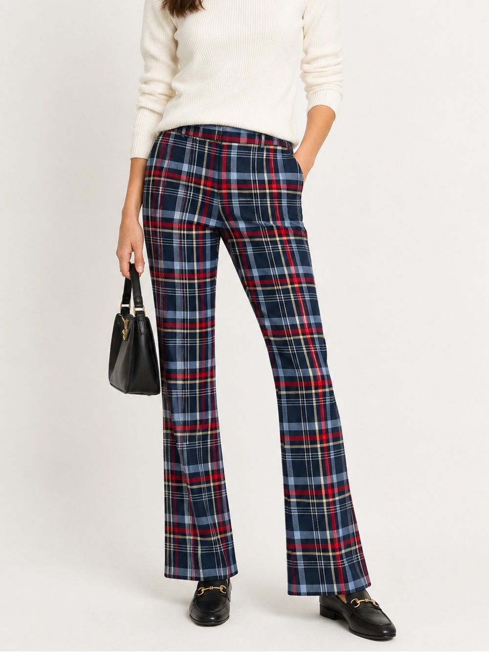 Vintage Abercrombie & Fitch Plaid Flare Pants Trousers Y2K Preppy Size 8